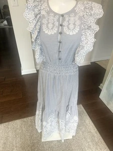 SAYLOR | Dresses | Saylor Maliyah Striped Eyelet Midi Dress M - Picture 1 of 8