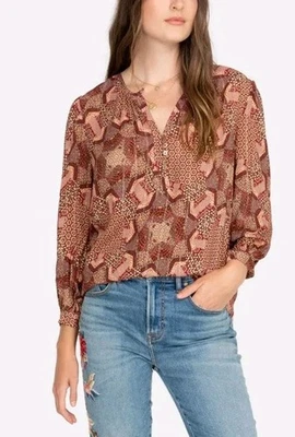 Johnny Was Miles Peasant Boho Blouse Sz M Red Pink W/Metallic Threading NWT - Image 1 of 4