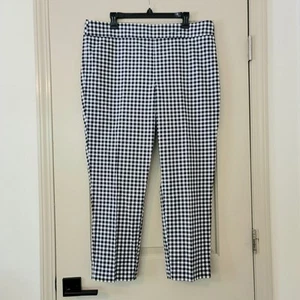 Talbots Chatham Ankle Pants Black White Gingham Check Size 16 Cropped Preppy - Picture 1 of 11