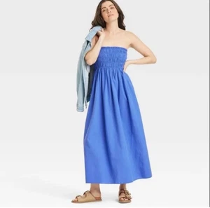 Women's Midi A-Line Dress - Universal Thread - Blue - Medium - Sz Large - Picture 1 of 2