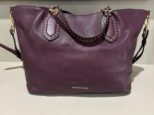 Michael Kors Brooklyn Large Leather Satchel Two Style Burgundy Great Condition - Picture 1 of 4