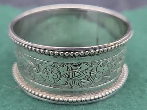 Antique English Sterling Silver Napkin Ring Unknown engraving, dated 1915 - Picture 1 of 7