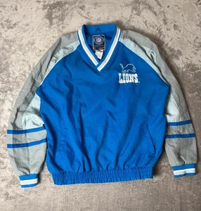 Vintage NFL Detroit Lions Pullover Jacket Kids XL (18-20) Fits Adult S/M 90s - Picture 1 of 9