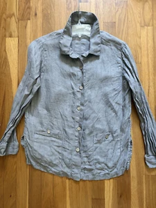 Sigrid Olsen Womens Linen Long Sleeve Button Up Jacket brown Lagenlook Coastal M - Picture 1 of 8