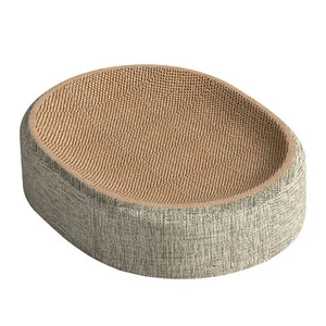 Cat Scratcher Cardboard round Oval Cat Scratch Pad Bowl Nest for Indoor Cats Gri - Picture 1 of 12