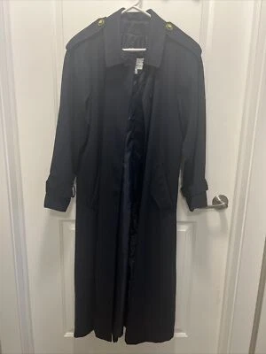 Gabardina vintage para mujer J Gallery azul marino dorado botones larga talla 10 Foto 1 de 4