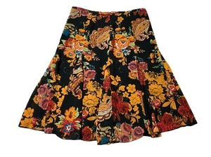 Falda tribal para mujer negra amarilla roja rosa forrada floral talla 8 con cremallera lateral - Imagen 1 de 11