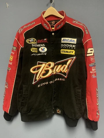 Vintage 1990's JH Designs Budweiser Kasey Kahne #9 Nascar Jacket Men's 2XL Cover