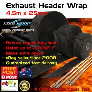 CINTA ENVOLVENTE DE ESCAPE DE CABEZA 2000 F Protección Térmica Negra 4,5m X 25mm + 4 Corbatas de Acero - Imagen 1 de 6
