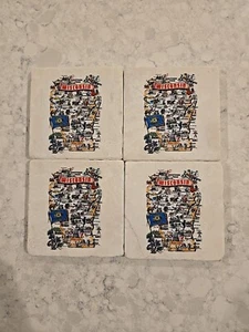 Set of 4 Greetings from Wisconsin White Marble Natural Stone Coaster Set- NEW  - Picture 1 of 3