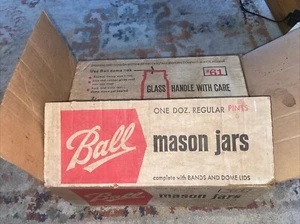 1964 Vintage ORIGINAL BALL Pint Jars incl. Original One Dozen With Box ! Rare - Foto 1 di 8