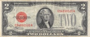 USA   $2  Series of 1928 D  Block  C - A  Circulated Banknote FH - Picture 1 of 2