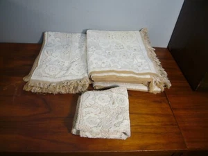 6 Rare Vintage Cannon Monticello Brown white Fringe Bath Hand Towels Sculptured - Picture 1 of 9