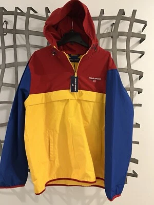 Polo Ralph Lauren Polo Deporte Exterior Anorak Chaqueta Rojo Azul Rocas Para Hombres L Foto 1 de 4