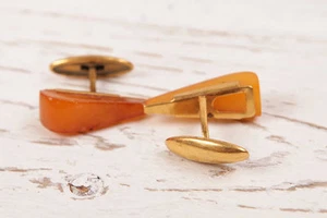 Rare Vintage Russian Soviet AMBER cufflinks Made in USSR - Picture 1 of 3
