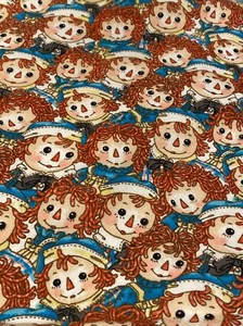 Simon Schuster Raggedy Ann & Andy 46” X 42” Flannel Fabric - Picture 1 of 3