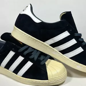 Adidas Superstar anni 80 Deluxe scamosciate nere vintage con oro met 2015 B25961 da uomo taglia 12 - Foto 1 di 16