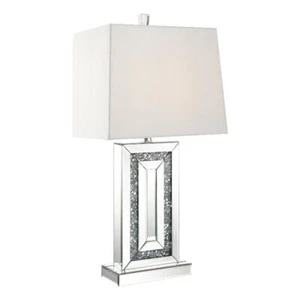 Coaster Contemporary Wood 1-Light Square Shade Table Lamp in Mirrored - Picture 1 of 4