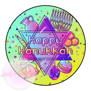 Happy Hanukkah Chanukah Jewish Stickers Labels Gift Hanukah Sweet Labels D1 - Picture 1 of 1