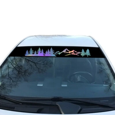 Banner Sticker Vinyl Decal Tree Mountain Graphics Laser For Car Front Windshield - Изображение 1 из 4