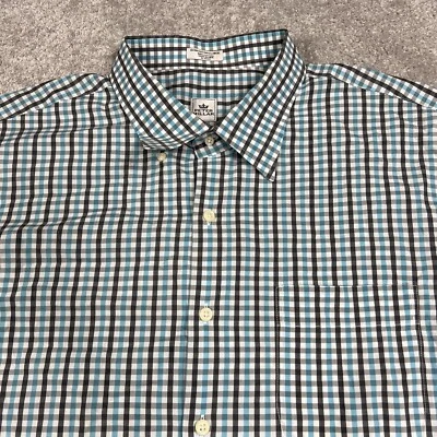 Camisa PETER MILLAR Para Hombre 2XL Azul Gris A Cuadros Manga Larga Algodón Con Botones Usada en Excelente Condición Foto 1 de 4