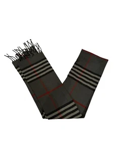 Plaid Scottish 100% Cashmere Soft Gray Scarf Made In Scotland Good Condition - Picture 1 of 7