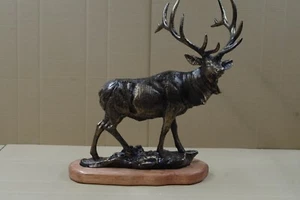 Hirsch aus Gusseisen 47cm 8,5Kg  Geweih Gusseisen Figur Bronze farben Erzgebirge - Bild 1 von 9