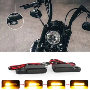 Motorrad LED Blinker Getönt + Blinkergehäuse Schwarz E-Geprüft Lenkerarmaturen - Picture 1 of 12