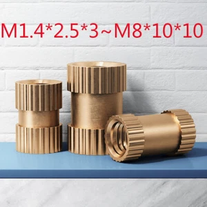 Brass Thread Inserts Nuts Knurled Embedded Nuts M1.4 M2 M2.5 M3 M4 M5 M6 M8 - Picture 1 of 11