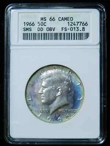 1966 Kennedy Silver Half Dollar - Special Mint Set - MS66 Cameo Double Die Obver - Picture 1 of 4