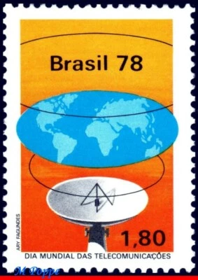 1556 BRASIL 1978 DÍA MUNDIAL DE LAS TELECOMUNICACIONES, ANTENA PARABÓLICA, GLOBO MI# 1650 MNH Foto 1 de 2
