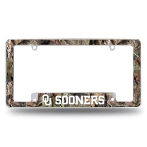 Oklahoma Sooners Chrome Metal License Plate Frame with Mossy Oak Camo Design - Picture 1 of 6