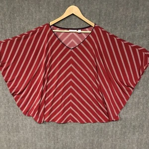 Susan Graver Shirt Womens XL Red Blouse Top Tunic Stripe Stretch - Picture 1 of 12