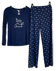 Soma Pajama Set Women's Size XS Cool Nights Scoop Neck Snowflake Dot Navy NWT - Picture 1 of 5