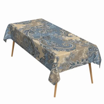 60x102 Inch Paisley Rectangular Tablecloth Western Indian Traditional Decorat... - Image 1 of 4