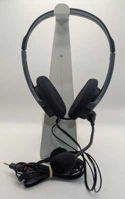Genuine Labtec (C-324) Grey and Black Wired Headphones Boom Microphone Tested - Image 1 of 4