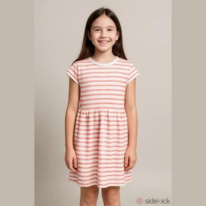 Vestido informal a rayas blanco coral XL (14/16) Cat & Jack para niñas - Imagen 1 de 4
