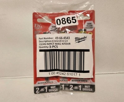 3 Pc Milwaukee Shockwave Impact Duty 5/16 And 3/8 In X 2-1/2 In QuikClear 2-In-1 - Image 1 of 4