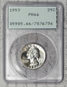 1953 Washington Quarter PCGS PR66 Proof in Old Rattler Holder! #EGY5 - Picture 1 of 2