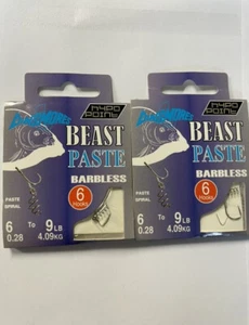 NUOVO 12 x Dinsmores Bestia Pasta Pellet Pane Taglia 6 Ganci per Nylon Carpa Rigs 2pz - Foto 1 di 1