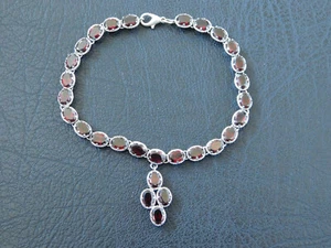 Silver bracelet set with 29 red stones - Picture 1 of 1