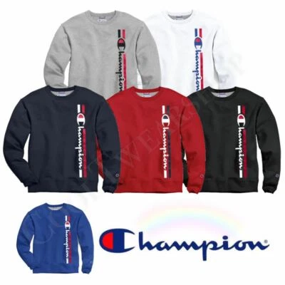Champion Powerblend Hombre Vellón Crew Vertical Rayas Logo GF88H Y07973 Foto 1 de 2
