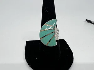 Jay King Crescent Moon Shaped Turquoise Copper Sterling Silver Ring Size 10 NWT - Picture 1 of 13