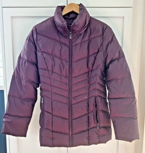 Calvin Klein Down Puffer Jacket Mid Length NO HOOD Winter Plum Womens Sz S VGUC - Picture 1 of 14