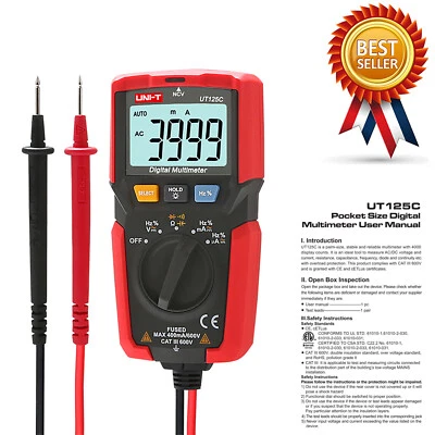 UNI-T UT125C Handheld Auto Range AC/DC Voltage Tester OHM AMP Digital Multime✦Kd - Image 1 of 4