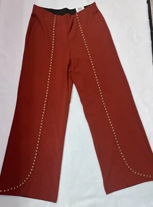 Pantalones Pantalones INC International Concepts Burnt Pepper Pierna Ancha Tachonados Med Nuevos con Etiquetas - Imagen 1 de 11