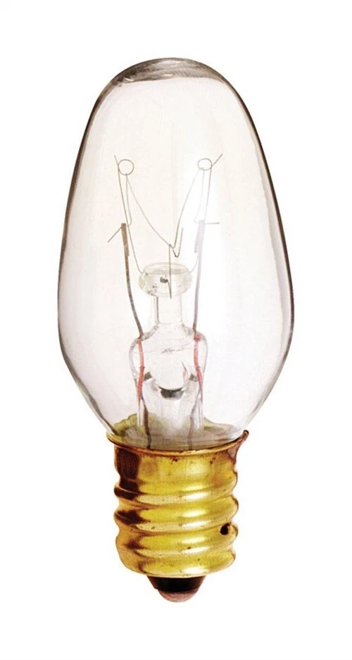 Satco S3791 130V Clear Candelabra Base Night Light Bulb 7W (Pack of 20) - Image 1 of 1