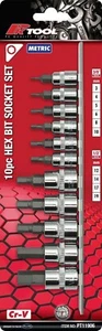 PK Tool 10pc Metric Hex Bit Socket Set 3/8” & 1/2” DR Cr-V 3–19mm Workshop Kit - Picture 1 of 2