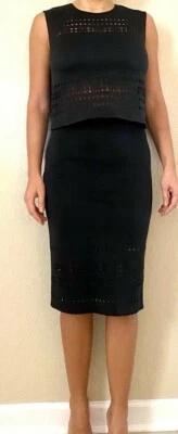 Clover Canyon Black Laser Cut Neoprene Skirt & Top Set Sleeveless; Size XS, $495 - Image 1 of 4
