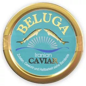 100g original Beluga Kaviar 100 % (Huso huso) Stör+1 Perlmutt-Löffel - Bild 1 von 3